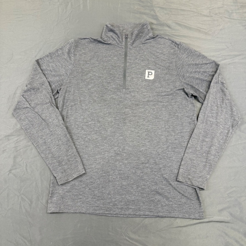 Portland Gear Mens Medium Quarter Zip Pullover‎ Heather Grey Long Sleeve ST407